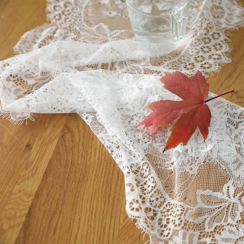 New Arrival Wedding Party Favor 35*300cm White/Black Lace Table Runner Christmas/EID/Baptism Decoration Table Runners 10pcs/lot