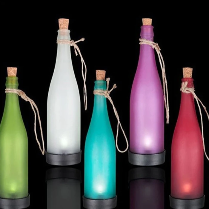 Lâmpada de Garrafa de Vinho Luzes Postas Solares Pendurado Plástico Decoração _ wk Led 8 Lâmpadas solares