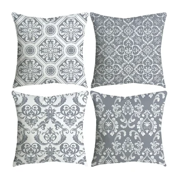 

Set of 4 Decorative Grey Soft Polyester Pillow Cover Cushion Case 18X18 Inch Fashion Home Decor
