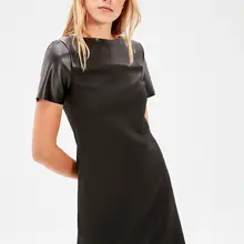 Черное кожаное платье Trendyol TWOAW20EL0747