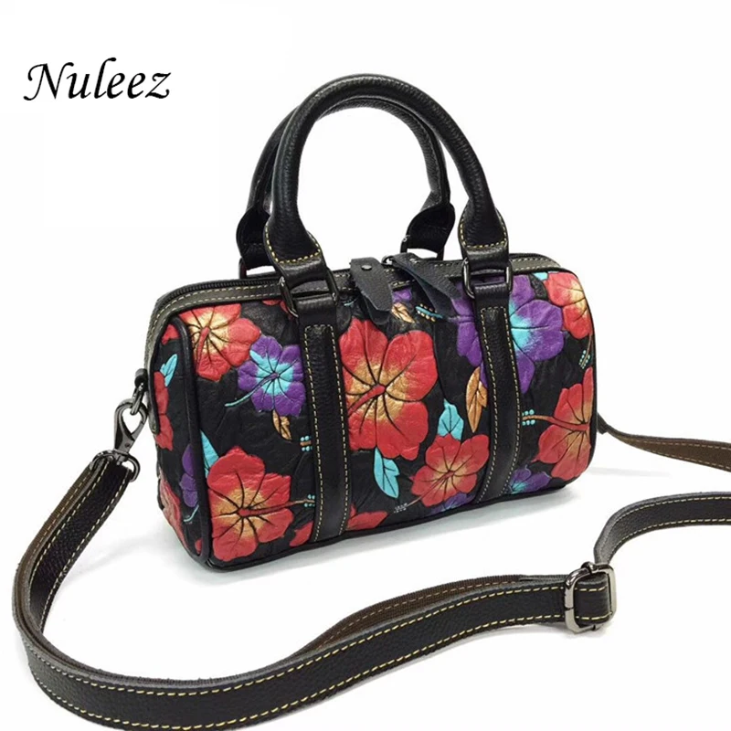Nuleez из натуральной овчины сумка Для женщин Мягкий красочный Цветной рисунок