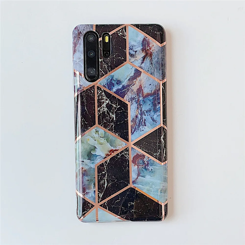 Гальванический геометрический мраморный чехол для телефона huawei P20 P30 Pro Lite mate 20 Pro Lite mate 30 противоударный мягкий IMD задняя крышка
