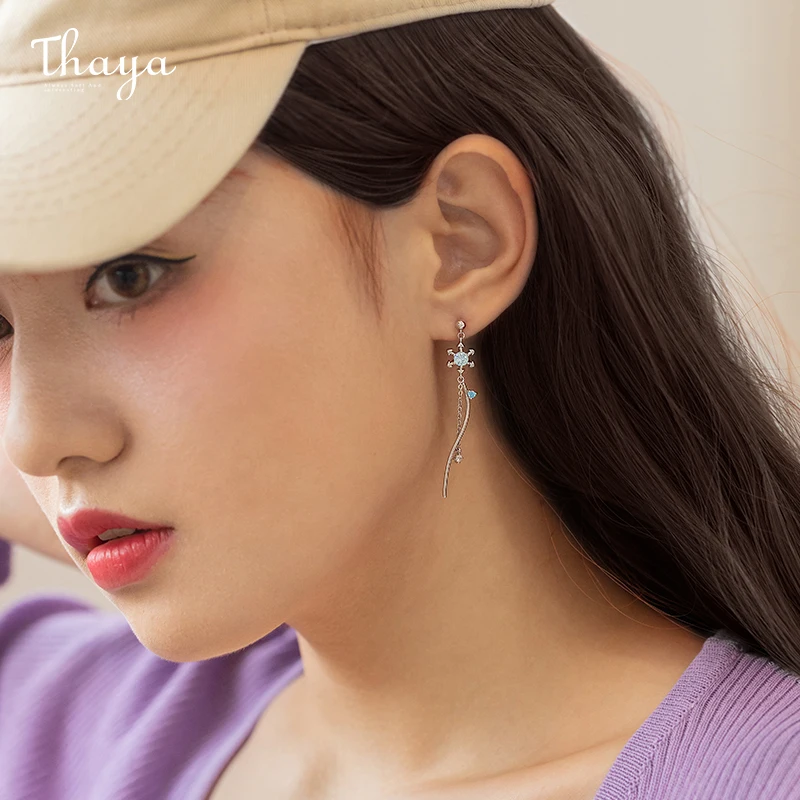 Thaya Women Earring 925 Silver Color Blossom Earring Pendant