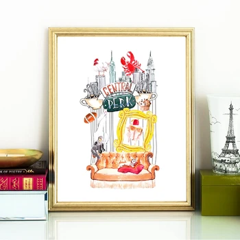 

Friends TV Show Poster Prints Central Perk Watercolor Art Canvas Painting Friend Sublimation Designs Picture Home Wall Art Decor
