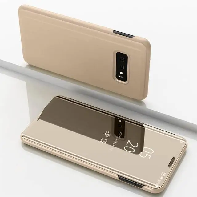 Золотой Умный кожаный зеркальный флип-чехол для samsung Galaxy A50 A40 A70 A10 A20 Note 10 S10 Plus, чехол для телефона Galaxy A 50 70 S 10 - Цвет: Золотой