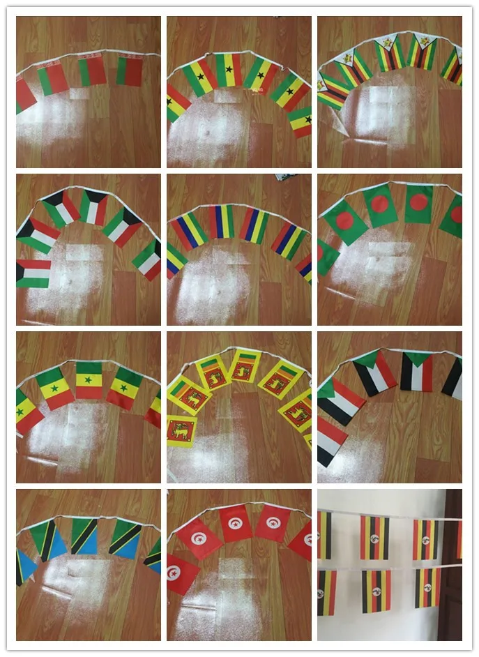 

KAFNIK,5 meters 20 faces 14*21CM Iran/Kuwait/Iraq/Ghana String Flag Banner Bar For Party Decoration/World Event Carnival Decor