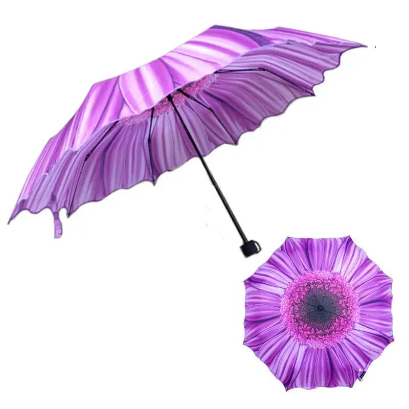 

HobbyLane Flower Umbrella Anti UV Protection Umbrella Purple Ladies Backpack Full Automatic Umbrella 100% Polyester Waterproof