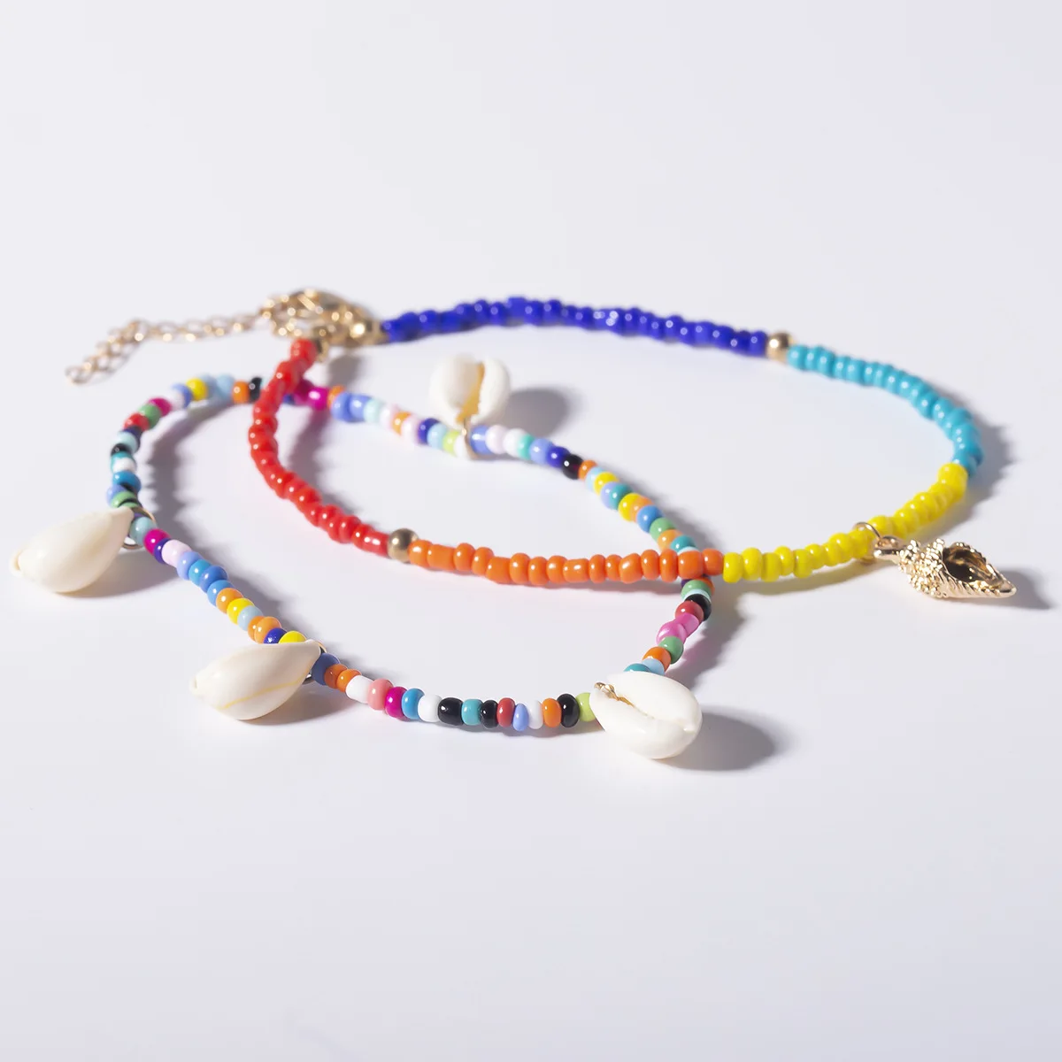 2pcs/set Bohemian Natural Sea Shell Beads Anklets for Women Coloful Bracelet On Leg Chain Anklet Summer Beach Foot Jewelry