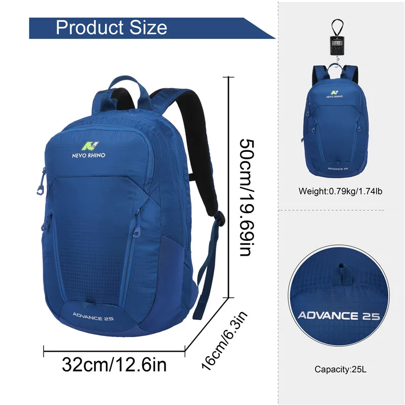 NEVO RHINO Waterproof 25L Men's Backpack Unisex travel pack bag hiking Outdoor Mountaineering Climbing Camping backpack for male