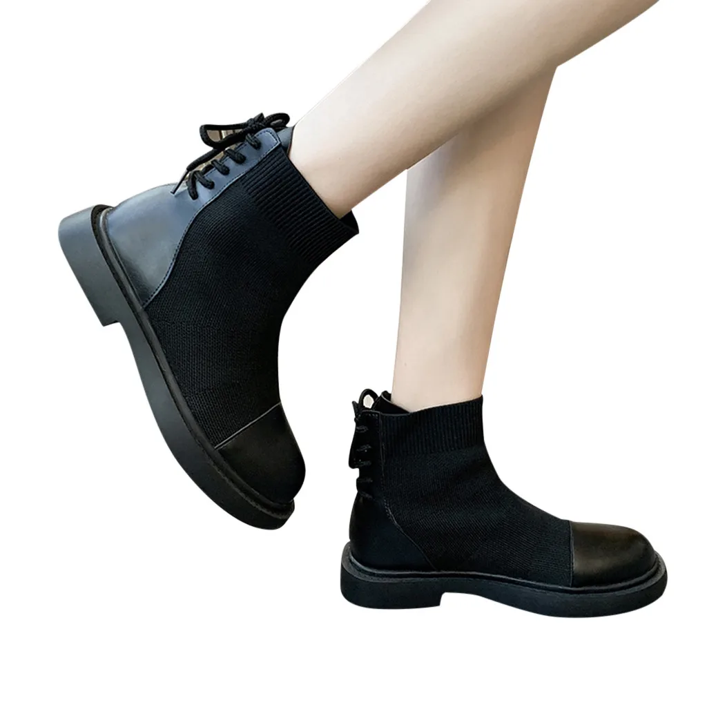 Women Socks Boots Autumn and Winter New Waterproof Boots Leather Woman Stretch Thin Boots Wild Botin Mujer Big Size#g25
