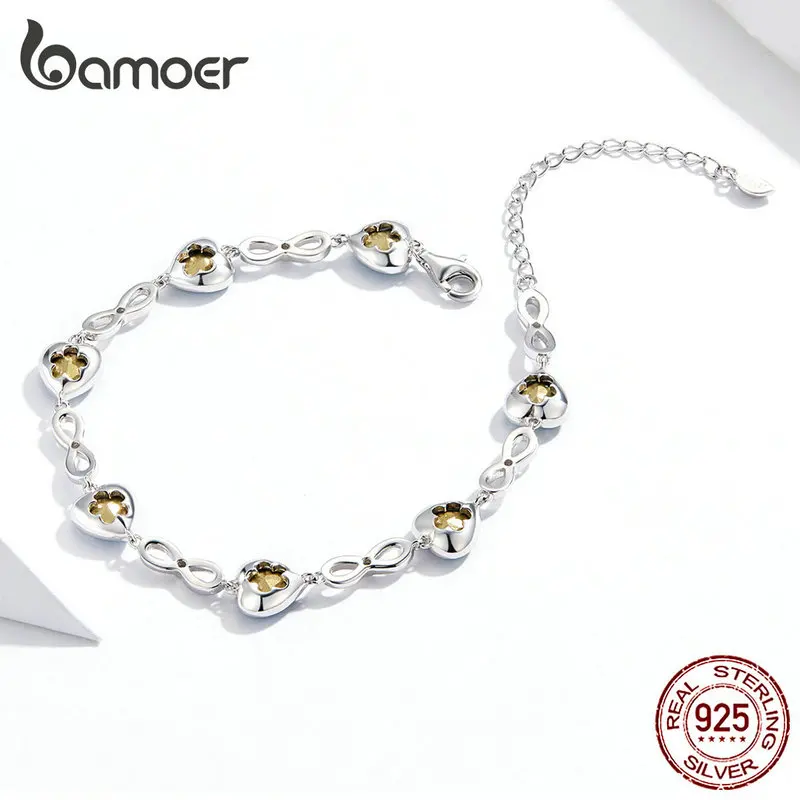 bamoer Sterling Silver 925 Chain Bracelet for Women Wedding Engagement Statement Jewelry Blue Heart Luxury Jewelry SCB163