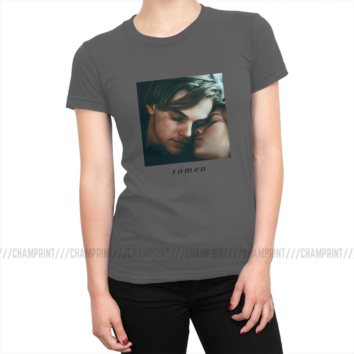Romeo And Juliet Love Movie, женская футболка в стиле хип-хоп из хлопка, футболки tumblr, топы с круглым вырезом, женская одежда с графикой - Цвет: Темно-серый