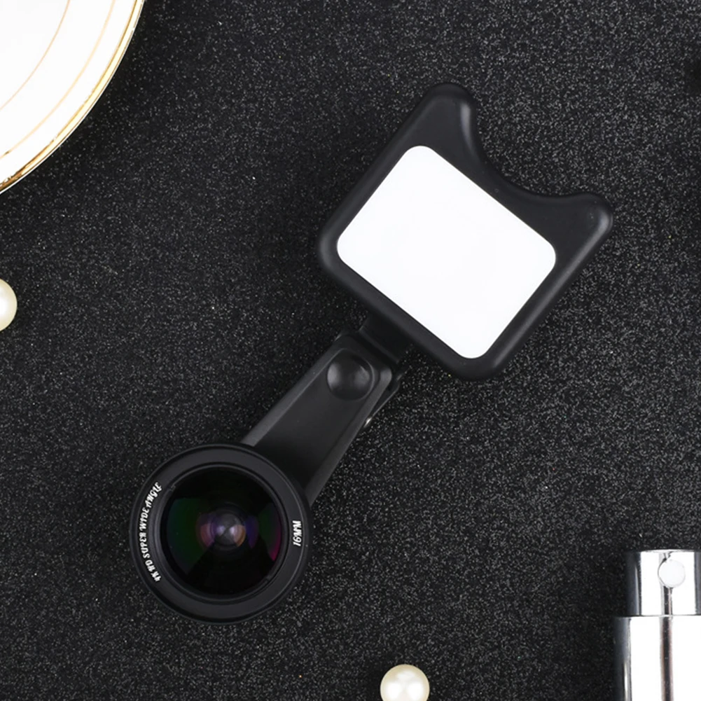 2 In 1 Accessories Wide Angle Universal HD Mobile Phone Lens Adjustable Brightness Portable 120 Degree Camera Fill Light Mini