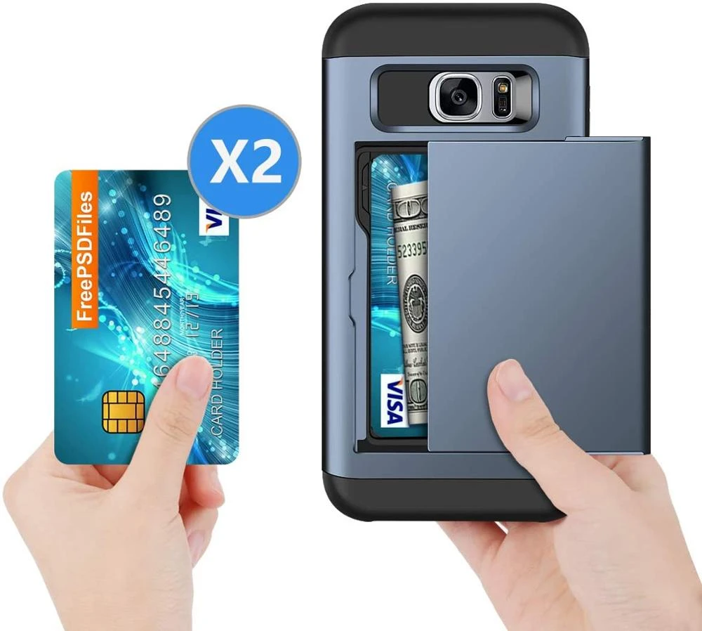 Funda protectora de doble para Galaxy S6 Edge, carcasa protectora de doble capa para Galaxy S6 EDGE funda rígida para tarjetas, PC, funda interior TPU suave|Fundas antigolpes para