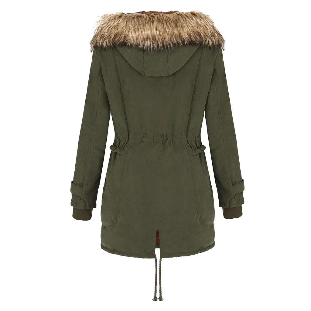 JAYCOSIN дамское меховое теплое пальто Женская зимняя Толстая длинная куртка с капюшоном пальто размера плюс Femme с карманами на молнии однотонная верхняя одежда