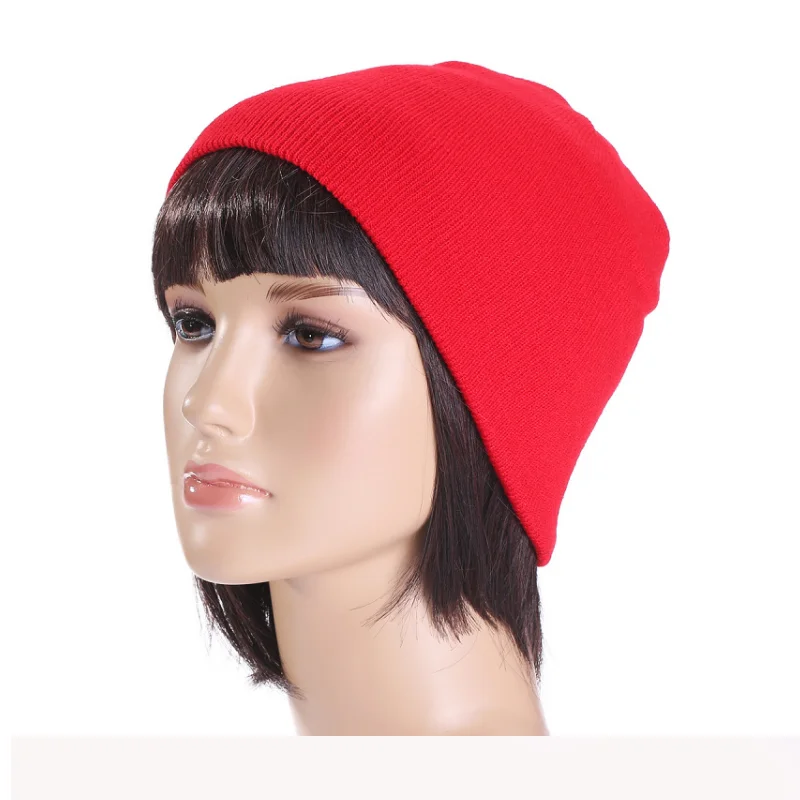 

Winter Knitted Skullcap Adult Casual Hip Hop Hat Women Men Acrylic Beanie Cap Unisex Solid Color Keep Warm Elastic Hats 8 Color