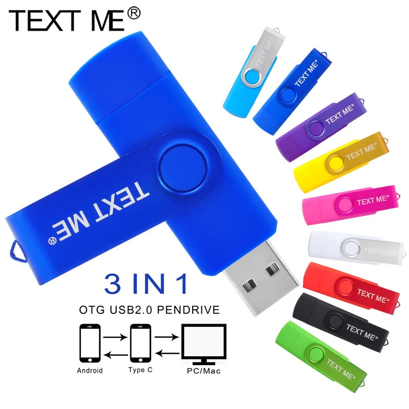 USB флеш накопитель TEXT ME OTG 3 в 1 360 4/8/16/32 ГБ|USB флэш-накопители| |