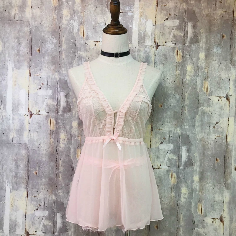 

Summer Princess Lace Transparent Sexy Lingerie Suspender Strap Tops Shorts Pajama Set Comfortable Housewear Home Clothes