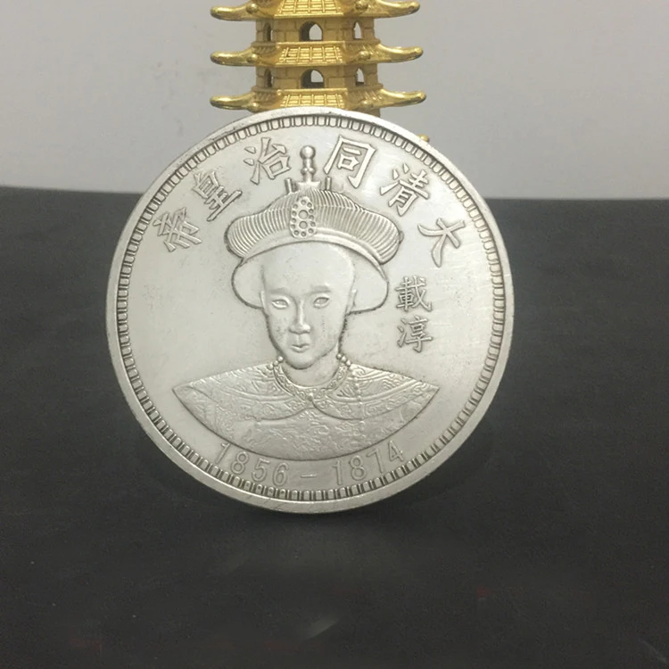 Император TongZhi Китай старая Серебряная долларовая Монета цинской династии посеребренные монеты для коллекции подарки