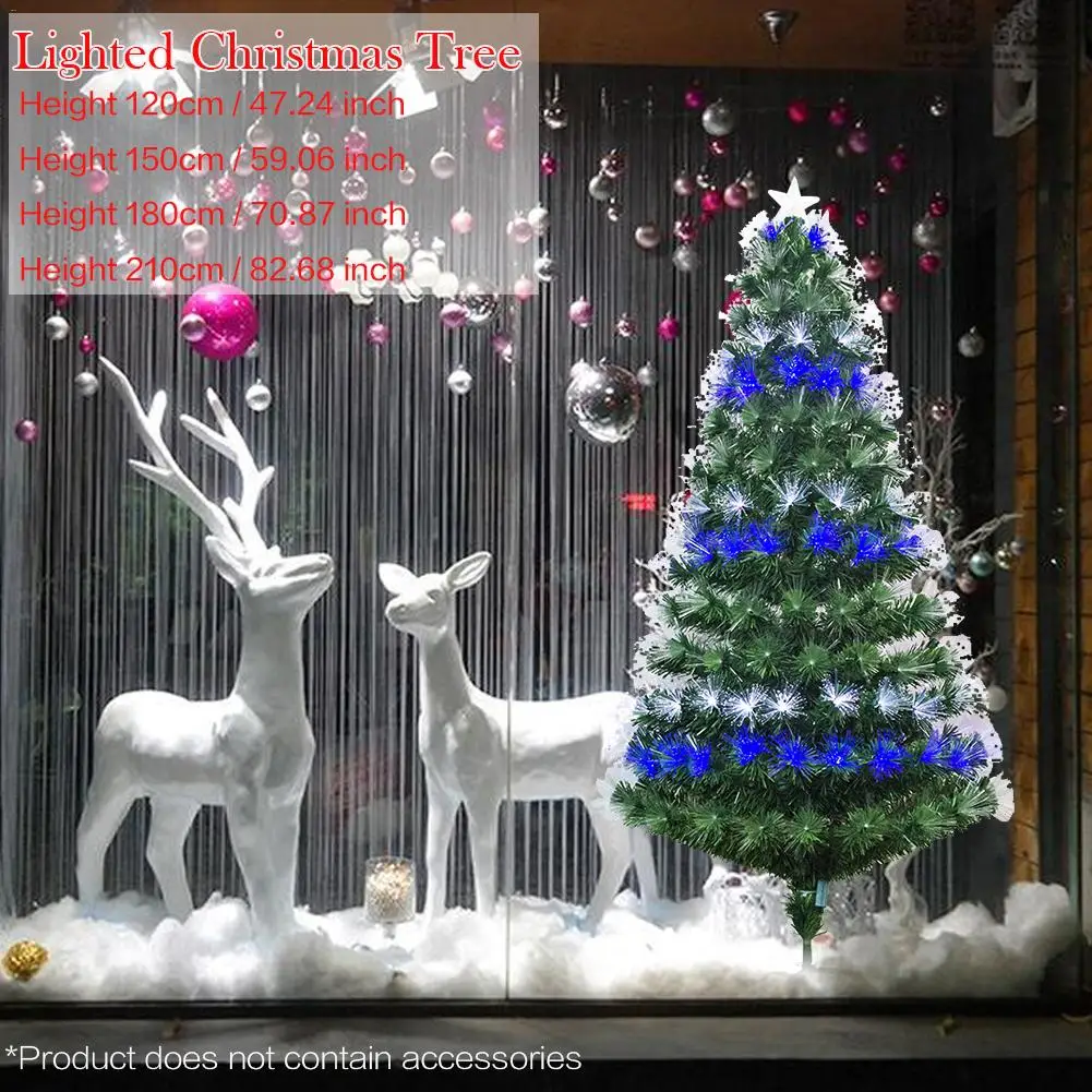 Рождественская елка Красочный оптического волокна лампы зеленый 120/150/180/210 см Рождественская елка железная стойка для рождественские украшения для дома хвоинка