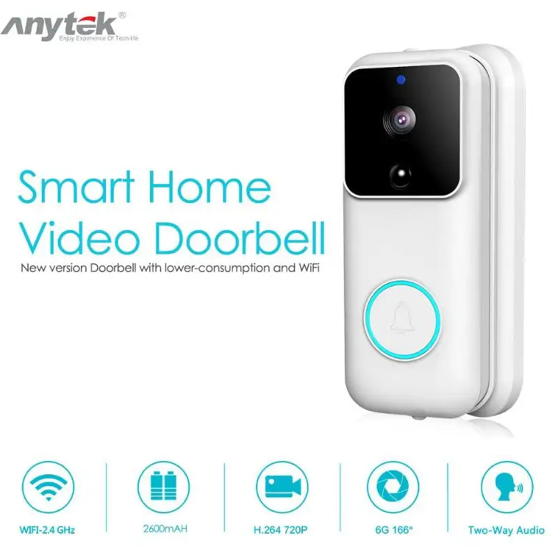 Anytek B60 WiFi видео дверной звонок Домофон PIR датчик движения дверной Звонок камера