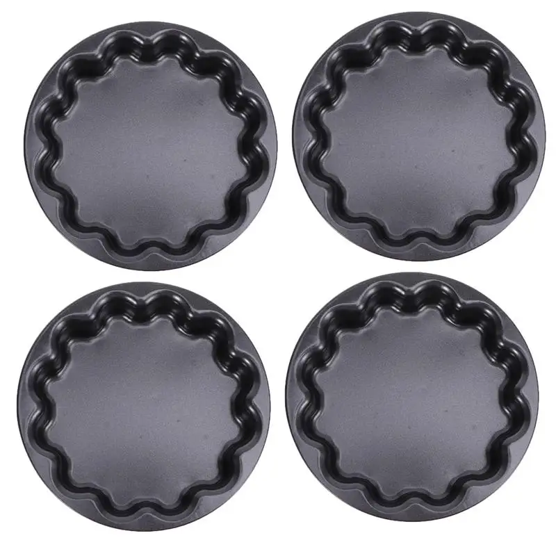 4Pcs 6 Inch Small Plum Cake Mold Non-stick Baking Mold Heat Resistant Reusable Cookies Bread Mold Home Baking Tool(Black