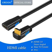 HDMI 2,0 удлинитель, JORINDO угол вниз 90 градусов 4K HDMI 2,0 мужчин и женщин кабель, 3D видео, аудио канал возврата