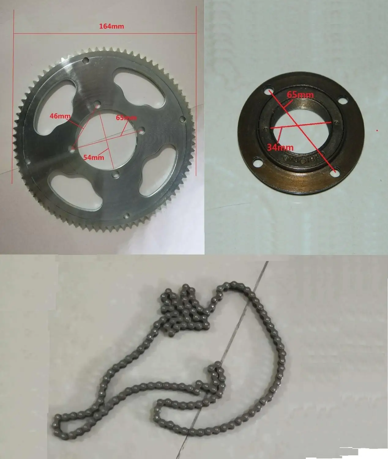 80T Sprocket set 55T 65T 80T звездочка и 25H цепь и подшипник сцепления свободного хода 54 мм Задняя звездочка приводная пластина для электрического скутера - Цвет: 80T Sprocket set