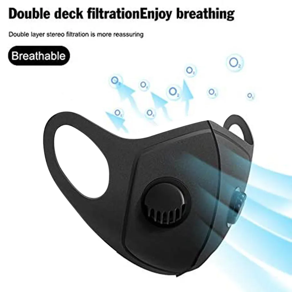 Adult Reusable Dustproof Mask Unisex Solid Color Mask With Valve Men/women Windproof Breathable Mouth Cover Mascarilla 1pc face mask