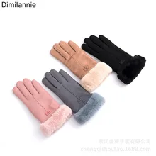 Dispulent зимние женские шерстяные перчатки теплые кашемировая замша ткань теплые утепленные плюшевые перчатки на запястье зимние женские перчатки для вождения