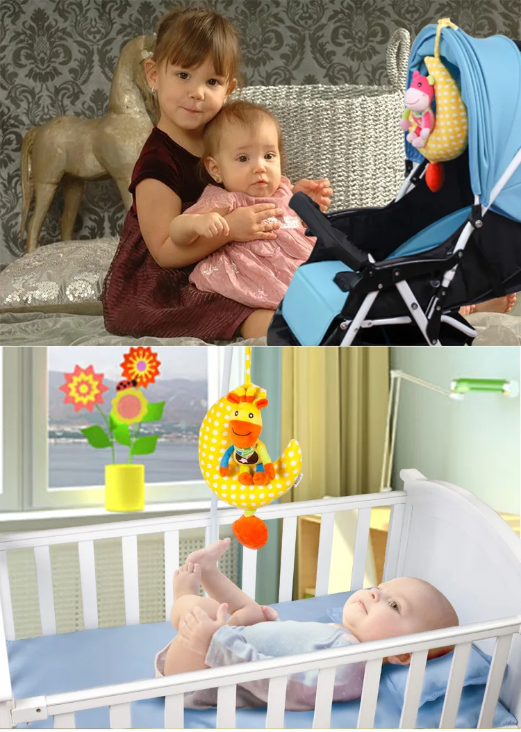 Луна животное музыка тянет колокольчик кровать висячая кровать колокольчик детское одеяло игрушки Встроенная музыкальная шкатулка супер мягкий плюш