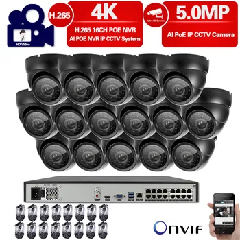 

H.265 16CH 5MP POE NVR Kit Security Camera System IR Indoor Outdoor CCTV POE IP Dome Cameras P2P Video Surveillance Set