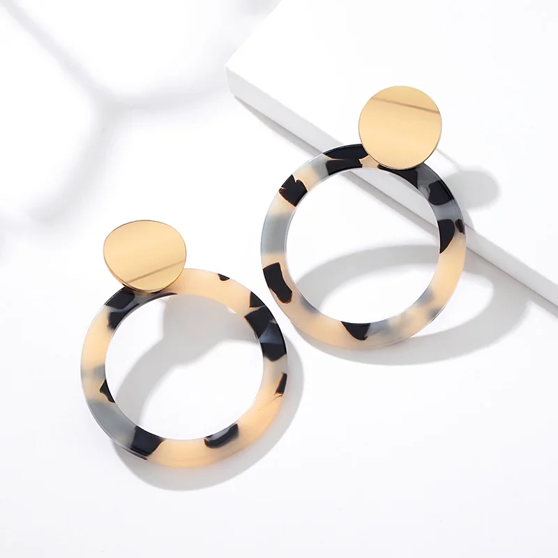 Beige 3 X&P New Geometric Acrylic Drop Earrings for Women Fashion Long Leopard Earrings Jewelry Statement Camouflage Design Earring - Окраска металла: Beige 3