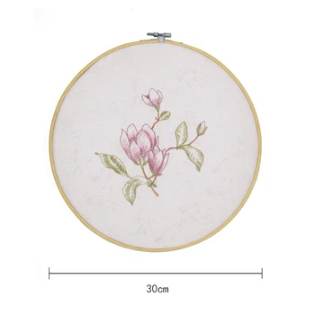 

One piece handmade wall desk decorations home shop bar wedding scene ornaments Sweet Home Satin embroidered mangnolia No.QY007-B