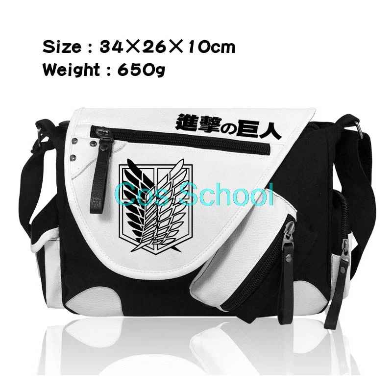 

Cos School Attack on Titan Bags Scout Regiment Satchel Student Backpacks Levi Ackerman Crossbody Bag Anime Bags