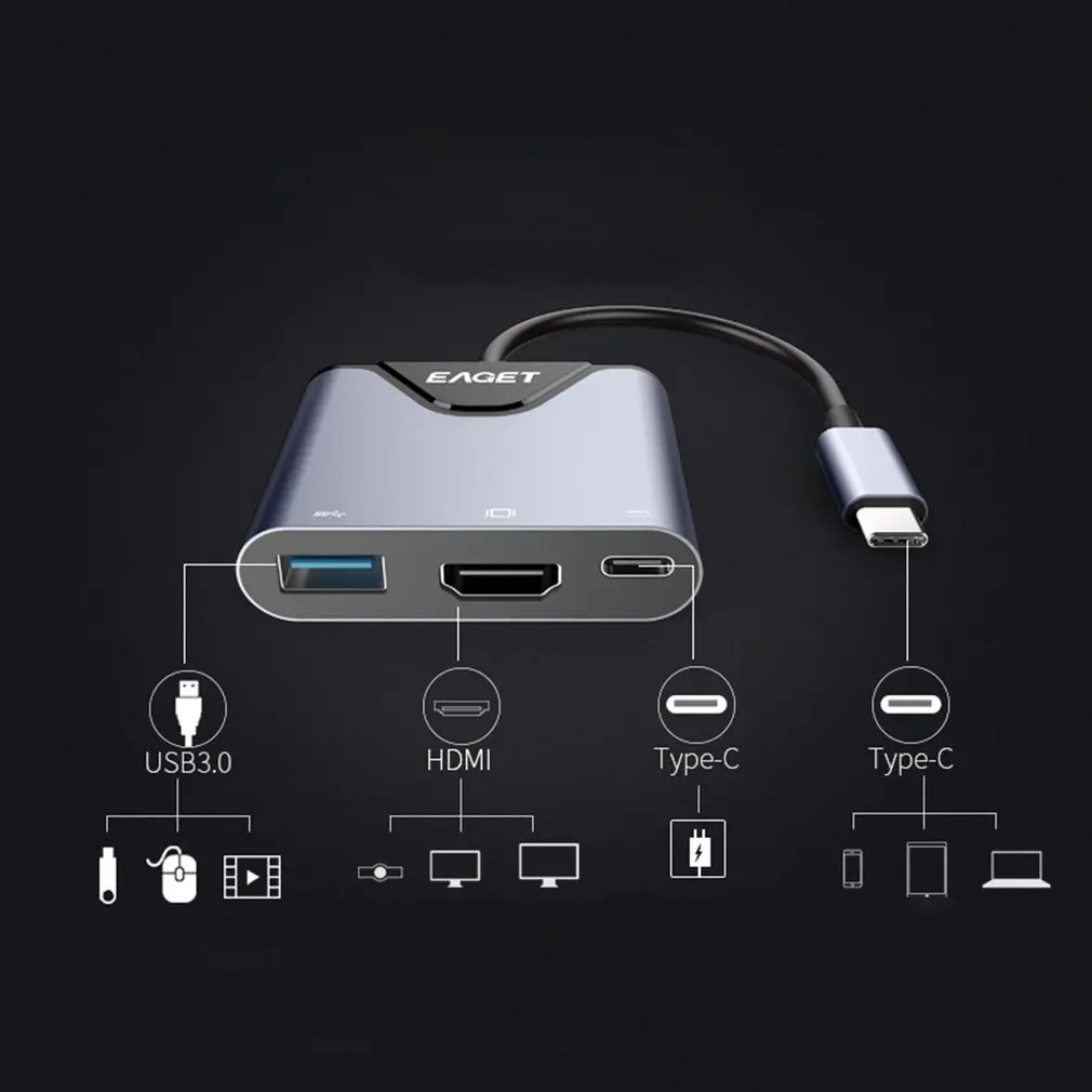 3 в 1 type-C USB HDMI интерфейсный кабель адаптер конвертер внешняя Видео Графика расширение для ноутбуков компьютеры ТВ
