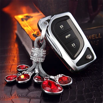 

Suede Flip Fur Car Key Case Keyring Suitable For Toyota Chr C-hr Land Cruiser 200 Avensis Auris Corolla 2 and 3 Style Protection