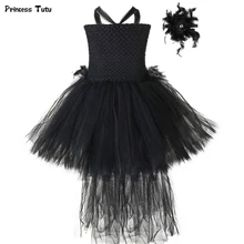 Платье-пачка для девочек с изображением черного лебедя; платье с перьями и птицами для дня рождения для девочек; детские маскарадные костюмы на Хэллоуин для девочек