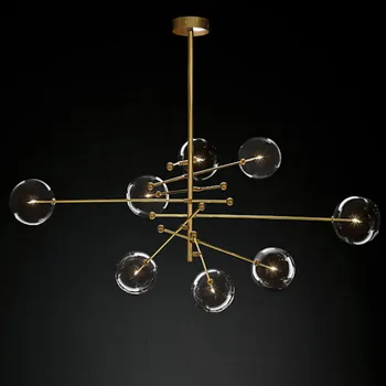 

American RH Gold / Black Metal G4 Led Chandelier Clear Glass Pendant Chandelier Lighting Lustre Led Luminarias Lamparas Fixtures