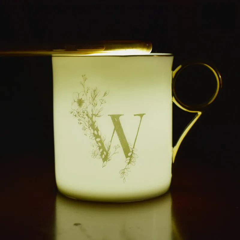 OUSSIRRO золотая ручка пара чашка костяного фарфора кофейная кружка креативное письмо свадьба подарок на день рождения