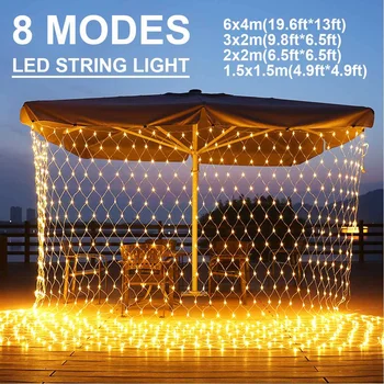 

1.5x1.5/2x2/3x2/6x4 Net LED String Lights 8Modes 96/144/192/627LEDs Festival Christmas New Year Party Waterproof Decoration