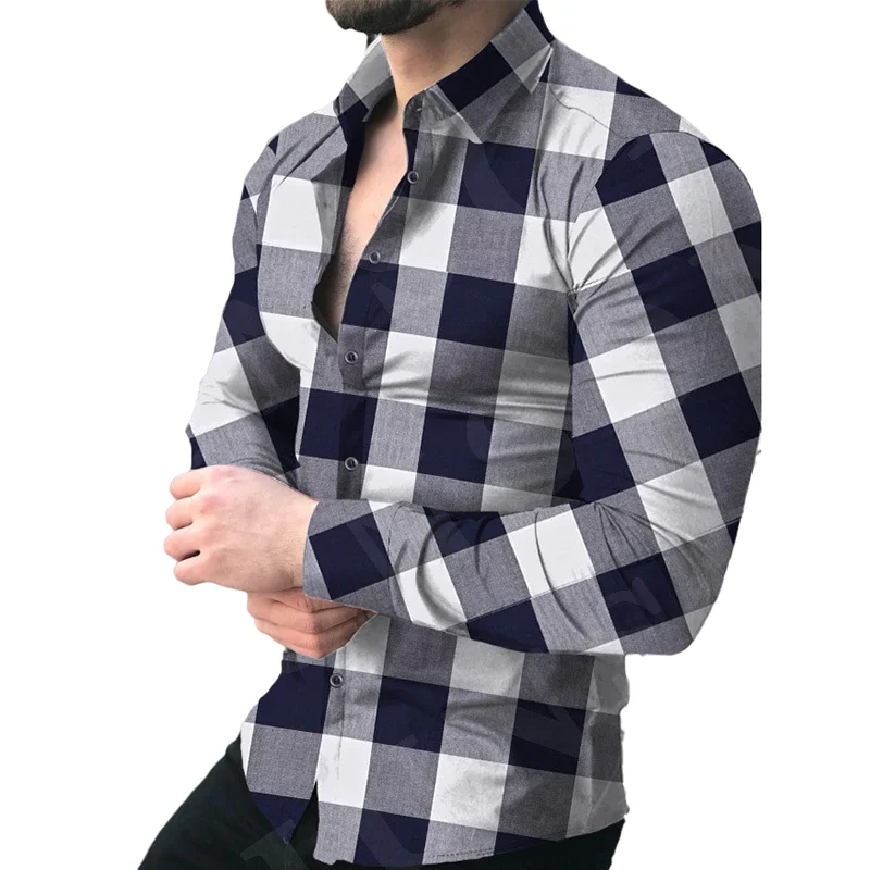 Camisas y blusas a cuadros de estilo inglés para hombre, cárdigan de un solo pecho con botones, Tops de manga larga de 2022 - AliExpress Ropa de hombre