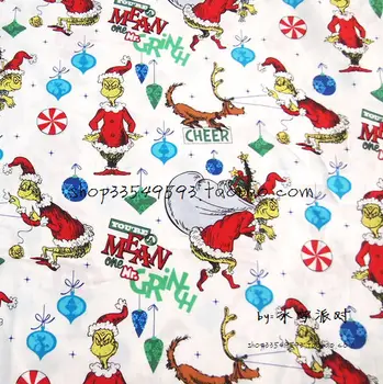

50*140cm Cotton Plain Weave Christmas Deer Print Fabric Sewing Material Quilting Patchwork Needlework DIY Handmade Cloth Dress