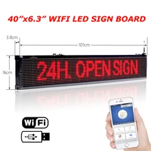 

101CM LED Advertising Sign Programmable Message with Temperature LED Display Board, Indoor Red Text Display Screen for Business