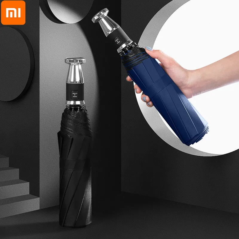 Автоматический зонт Xiaomi для мужчин и женщин складной с защитой от ветра 10 ребрами
