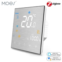 Moes Tuya ZigBee Smart Thermostat for Water/Electric floor Heating Water/Gas Boiler Brushed panel 2MQTT Alexa Google Smart Life