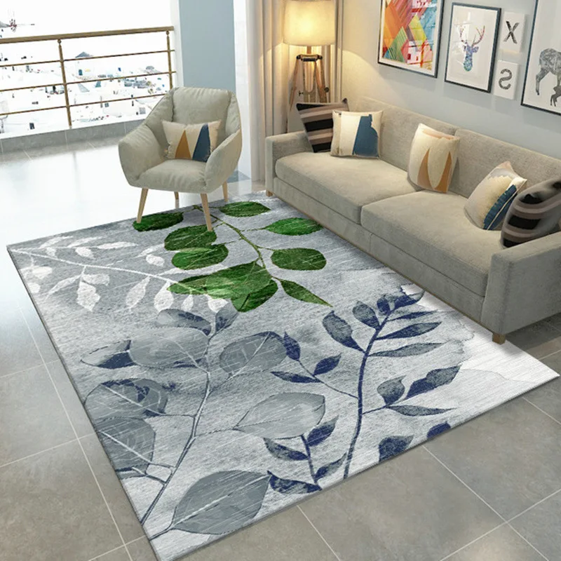 Nordic Minimalist Plant Print Art Carpet For Living Room Bedroom Anti-Slip Floor Mat Fashion Kitchen Area Rugs |