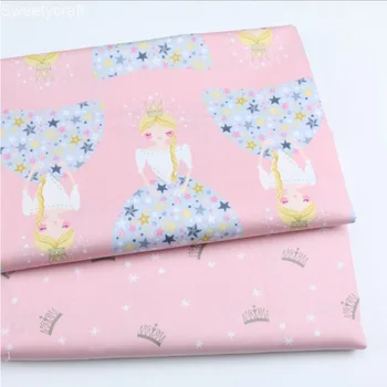 

50*160cm Star Princess Printed Cotton Twill Quilting Fabric by half meter for DIY Sewing Bed Sheet Dress making cotton fabric
