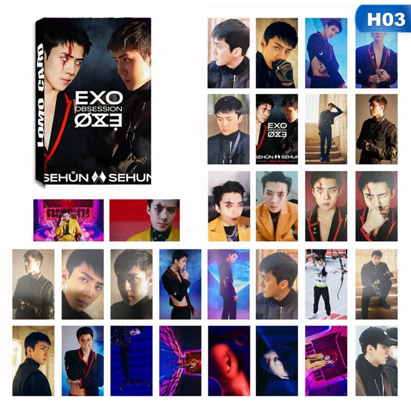 Kpop 30 шт./компл. EXO 6th альбом ЛОМО карта фотокарточек Коллекция подарков официальный Фотокарта вентилятор Поддержка - Цвет: H03