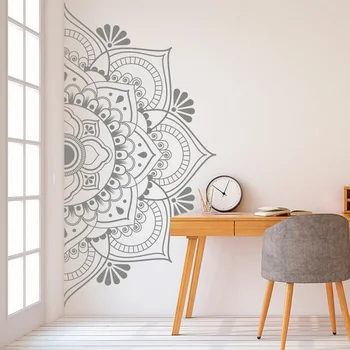 

Half mandala wall decal vinyl sticker bedside bedroom boho bohemian style decorative yoga studio Namaste decorative mural MTL18
